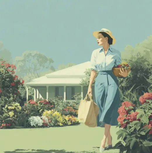 1950s Garden Stroll – AI image example