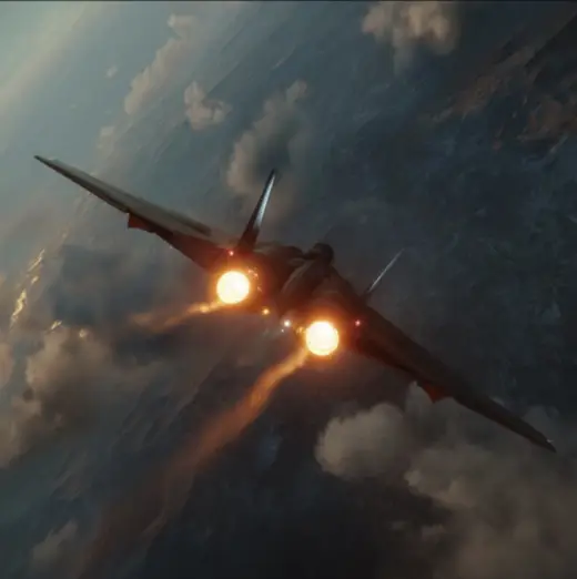 Fighter Jet Above the Clouds – AI image example