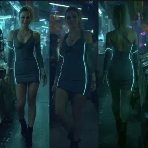 Neon Triptych Character Turn – AI image example